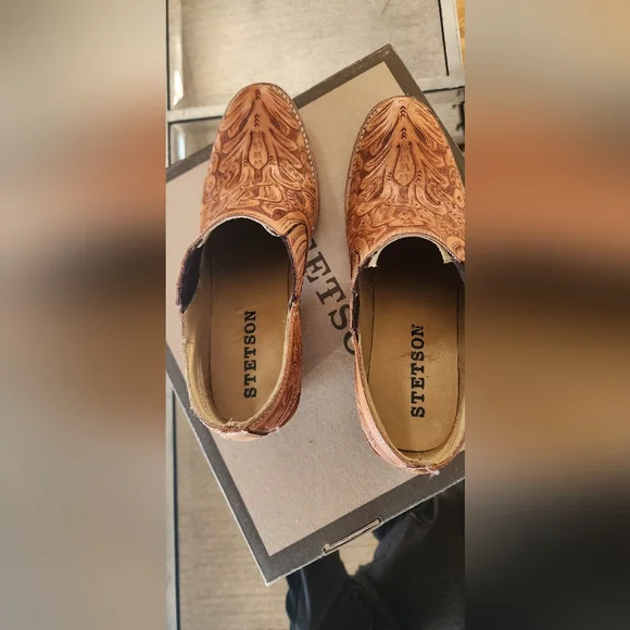 Stetson Nina Brown Leather Ankle Boots 8.5 - Picture 3 of 4